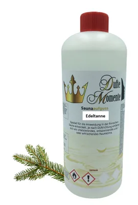 Produktbild von Dufte Momente | Saunaduft Konzentrat Edeltanne 1 Liter | naturreine und natürliche ätherische Öle | vegan und ohne Tierversuche