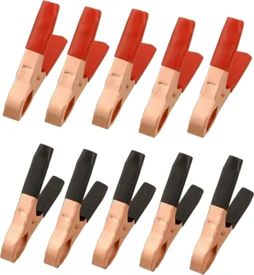 Produktbild von Metall-Krokodilklemmen Klemmenprüfklemmen 50 A elektrische Batterie Krokodilklemme verkupferte isolierte Krokodilklemmen 10 Packung