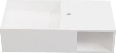 Produktbild von Wandwaschtisch aus Mineralwerkstoff mit Nische - Weiß - B 80 x T 40 x H 20 cm - GOYOKO