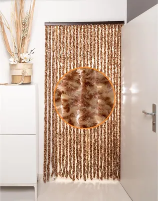 Image de Rideau de porte anti-insectes Rideau moelleux 100x200cm Protection anti-mouches brun/beige/mixte