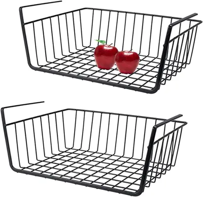 Produktbild von 40 cm Schubladenkorb, Aufbewahrungs-Organizer unter dem Schrank (2er-Pack, Schwarz)