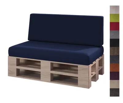 Produktbild von sunnypillow 2er Palettenkissen Set mit abnehmbarem Bezug Sitzkissen + Rückenkissen | Blau |