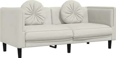 Produktbild von vidaXL Sofa mit Kissen 2-Sitzer Creme Samt