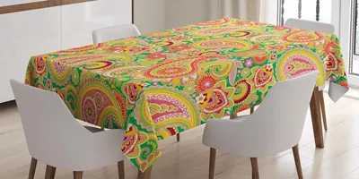 Produktbild von ABAKUHAUS Paisley Tischdecke, Traditioneller Persischer Paisley Muster Druck Östliche Ethnische Elementen Vintage, 140 x 240 cm, Mehrfarbig