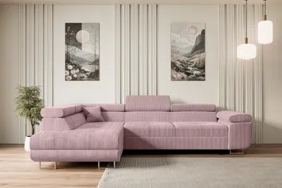 Produktbild von ALTDECOR Ecksofa mit Schlaffunktion und Bettkasten GUSA-L - 272x202x107 cm Rosa - Corner Sofa Bett Eckcouch Couch L-Form Schlafcouch Ausziehbar Wohnlandschaft Schlafsofa Cauchsofa