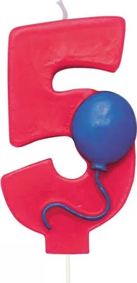 Produktbild von Creative Converting Zahlenkerze 5 für Geburtstagskuchen, 7 cm, Luftballon-Design