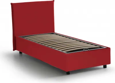 Produktbild von Einzelbett Dbasell, Containerbett mit Stoffbespannung, 100%  Italy, Frontöffnung, passend für Matratze Cm 90x200, Rot