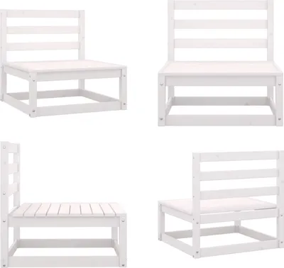Produktbild von vidaXL Garten Mittelsofa Weiß Kiefer Massivholz - Mittelsofa - Mittelsofas - Holz-Mittelsofa - Holz-Mittelsofas