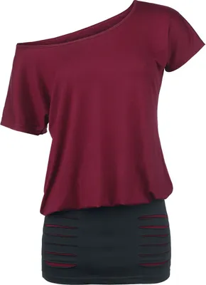 Produktbild von RED by EMP Damen schwarz-rotes kurzes Kleid mit Cut-Outs XS