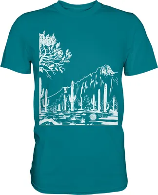 Produktbild von Sukkulenten Wüste Landschaft Kaktus T-Shirt – Diva Blue / 3XL