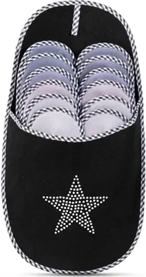 Produktbild von ONVAYA® ABS Gästepantoffel Star 6er Set | Gästehausschuhe | Stern | Antirutsch | Hausschuhe | Gästeschuhe