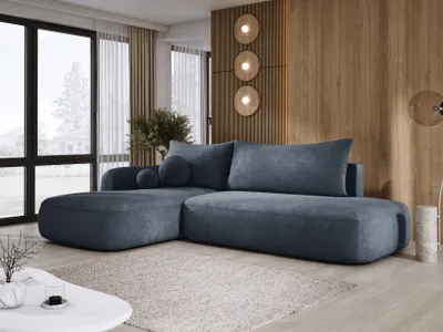 Produktbild von DomoHome Ecksofa BABU Mit Bettfunktion – Moderne Polsterecke Für Wohnzimmer Funktionales Schlafsofa Im Stoff CLOUD Größe: 300x105x60cm, Linke Seite Farbe: Graphit