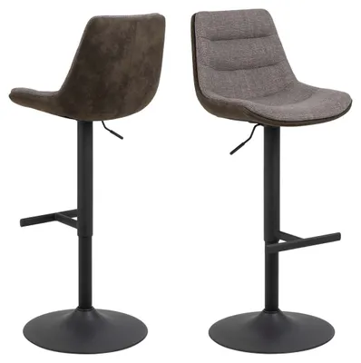 Produktbild von ADISA Barhocker 2erSet Stoff Basel Graubraun Anthrazit + Drehfunktion