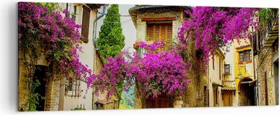 Produktbild von Bild auf Leinwand - Leinwandbild - Straße Sommer Blumen - 140x50cm - Wand Bild - Wanddeko - Leinwanddruck - Bilder - Kunstdruck - Wanddekoration - Leinwand bilder - Wandkunst - AB140x50-3589