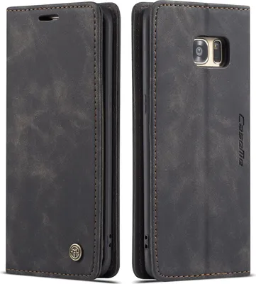 Image de Galaxy S7 Edge Case, RetroPolyuréthaneLeather Case, Card Pockets, Magnetic Closure, Case with Stand Function for Samsung Galaxy S7 Edge Black