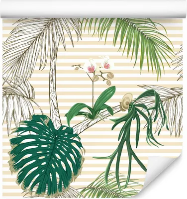 Zdjęcie produktu dla Tapeta  Ozdoba Ścienna z efektem 3D liście palmy tropikalne ORCHIDEE do salonu