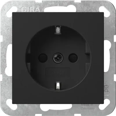 Produktbild von Gira SCHUKO-Steckdose, Schutzkontakt, System 55, Schwarz, matt, 1 Stk.