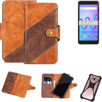 Produktbild von K-S-Trade Handy-Hülle Schutz-Hülle Bookstyle Case Wallet-Case kompatibel mit Wiko Jerry 3 Handy Cover Bumper Kantenschutz Smartphone dunkelbraun