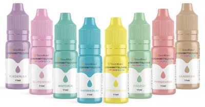 Produktbild von GoodBake Lebensmittelfarben Pastell 8er Set – flüssig, backfest, Pastelltöne, Teig färben