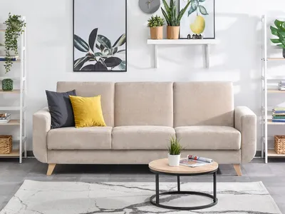 Zdjęcie produktu dla Sofa rozkładana HOLMARA - beż / buk