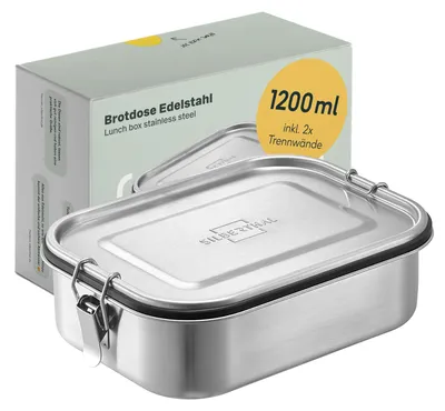 Edelstahl-Lunchbox 1200 ml mit Fach und Soßenbehälter