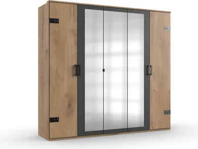 Produktbild von Dreh-/Schwebetürenschrank >Stockholm I< (B/H/T: 225x210x58 cm) in braun