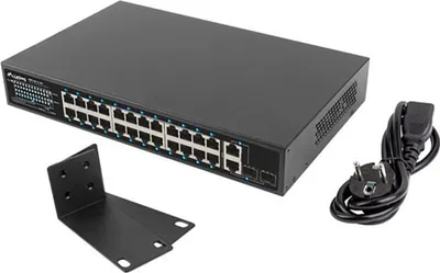 Zdjęcie produktu dla Lanberg RSFE-24P-2C-250, Nie zarządzany, Gigabit Ethernet (10/100/1000), Obsługa PoE, Możliwości montowania w stelażu, 1U