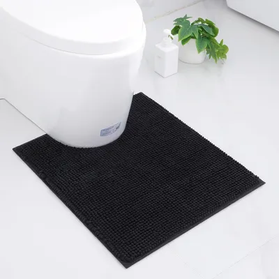 Productafbeelding van Badmat chenille, antislip, 50 x 60 cm (U-vormig), zwart
