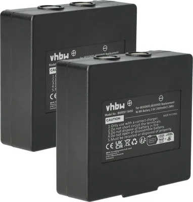 Produktbild von vhbw 2x Akku kompatibel mit Abitron Mini-Ex2-IIB/IIC Industrie-Funkfernsteuerung Fernbedienung (2000 mAh, 3,6 V, NiMH) - Schwarz
