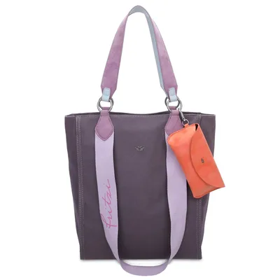 Produktbild von Fritzi aus Preußen Izzy02 Schultertasche Canvas Plumy lila, 39 x 32 x 11 cm (H x B x T), Vegan, zweiteiliges Set, DIN A4 geeignet, mit abnehmbarem Brillenetui und zwei unterschiedlichen Schulterriemen
