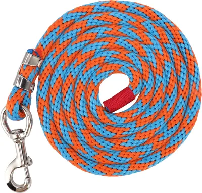 Immagine prodotto di Corda in nylon per cavalli, versatile, corda rinforzata con gancio in lega per animali domestici, 8,2 piedi, blu, arancione