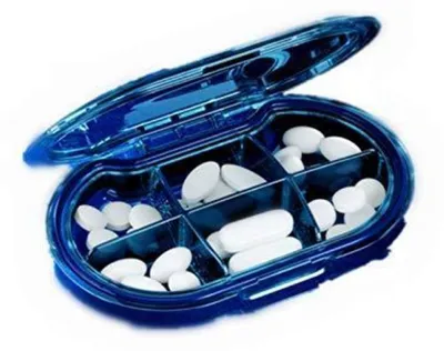 Productafbeelding van Pillenbox voor onderweg, wekelijks gebruik, 6 compartimenten, BPA-vrij, donkerblauw, 11,4 x 6,6 x 2,3 cm