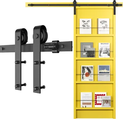 Imagen del producto de Sistema de puerta corredera de aluminio, riel de 213 cm, capacidad de carga de 150 kg, para puertas de madera