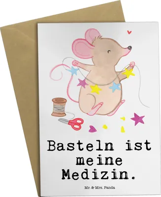 Produktbild von Mr. & Mrs. Panda Klappkarte Maus Basteln - Weiß - Geschenk, osterkarte, Kreatives, hochzeitskarten, Grußkarten, DIY, dankeskarten, weihnachtskarten, Grußkarte