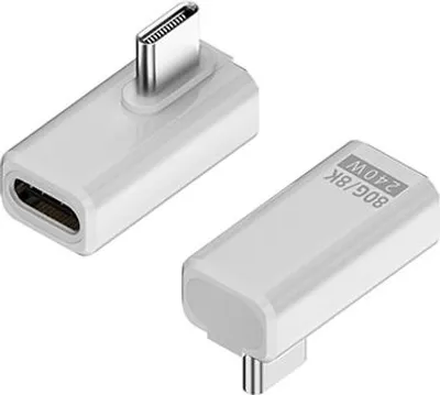 Immagine prodotto di INF Adattatore USB-C Femmina a Maschio 240W 80Gbps ad Angolo Retto (2 Pezzi) Bianco