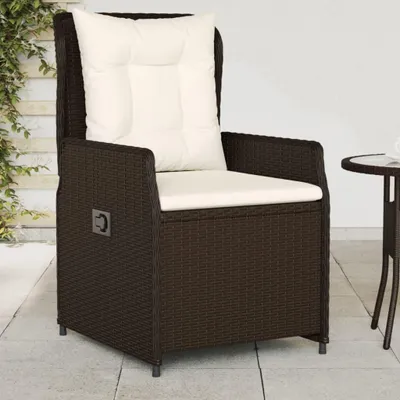 Image de vidaXL Fauteuil de jardin 2 pcs. Réglable Marron Poly Rattan