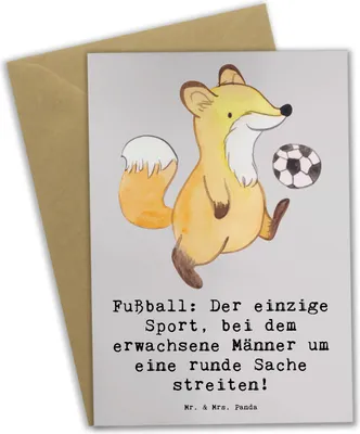 Produktbild von Mr. & Mrs. Panda neujahrskarte Fußballspiel - Grau Pastell - Geschenk, Humor, Sportler, dankeskarten, Teamsport, weihnachtskarten, einladungskarten, osterkarte, Schuss
