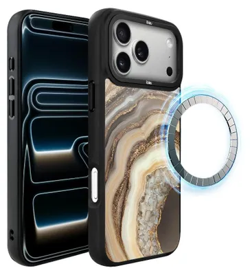 Zdjęcie produktu dla Etui do iPhone 17 Pro, kompatybilne z MagSafe, czarne matowe boki, kamień, agat