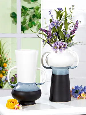 Produktbild von Gilde Vase, "Porto", Porzellan, blau, creme, hellblau, H. 28 cm, D. 16 cm 58284 4063387582848 2 Stück (2-fach sortiert)