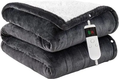 Obrázek produktu pro Elektrická deka – vyhřívaná deka – teplo a pohodlí – 10 teplotních stupňů – 130 x 180 cm – tmavě šedá