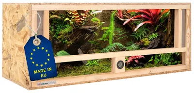 Produktbild von ITA Holz Terrarium 100х40х40 cm mit Frontbelüftung & Integriertem Hygrometer - Holzterrarium aus OSB-3 Platten - Terrarien für Reptilien, Schlangen, Amphibien - EU Produkt,