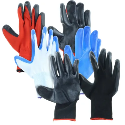 Produktbild von Paar Arbeitshandschuhe für Damen und Herren, Gartenhandschuhe mit rutschfester, geknitterter Latexbeschichtung, strapazierfähige Handschuhe, Größe 8/M