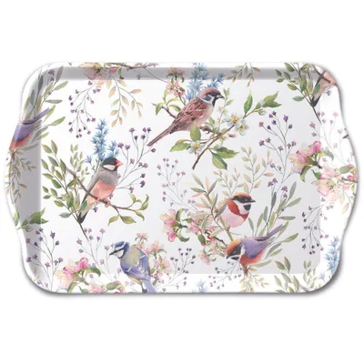 Produktbild von Serviertablett Tray Melamine 13x21 cm Vögel Zweige Äste Blüten