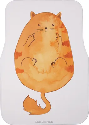Produktbild von Mr. & Mrs. Panda Auto-Fußmatte Katze Frühaufsteher - Weiß - Geschenk, Kaffee, Kater, Katzen, Fußmatte Auto, Autoteppich, Mittelfinger, Fürs, Automatte