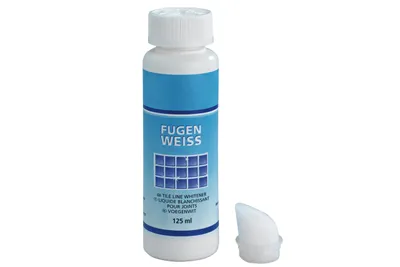 A bottle of tile line whitener with its applicator cap next to it, on a white background.