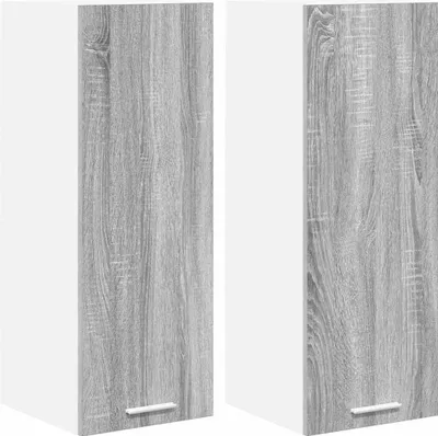 Immagine prodotto di vidaXL Armadio a muro con anta 2 pezzi Grigio Sonoma e Bianco 30 x 31 x 80 cm