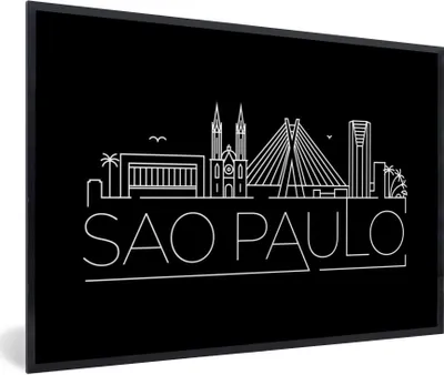 Produktbild von MuchoWow® MuchoWow® Gerahmtes Poster Stadtbild "Sao Paulo" auf schwarzem Hintergrund 30x20 cm - Poster mit zchwarzem Bilderrahmen - Kunstdruck - Bild-Poster