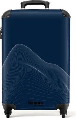 Produktbild von NoBoringSuitcases.com Hartschalen Handgepäck Koffer 55x35x20 cm, 36L, Abstrakte Drucke für Männer: Blau mit abstrakten Wellenlinien, Reisekoffer mit 4 Rollen