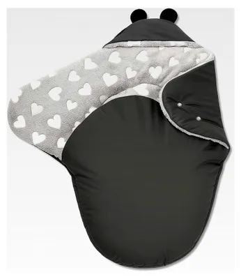 Produktbild von Fußsack Einschlagdecke für den Winter geeignet für Kinderwagen, Babyschale, Babybett, Autositz, Buggy (Herz weiß)