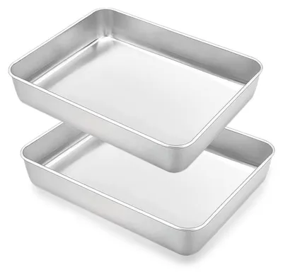 Produktbild von 2 Stück Backblech Edelstahl 30x25x5.5cm Auflaufform Spülmaschinenfest